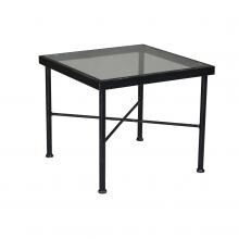 Provence 21 Inch Square Wrought Iron Patio End Table With Glass Top By Sunset West image