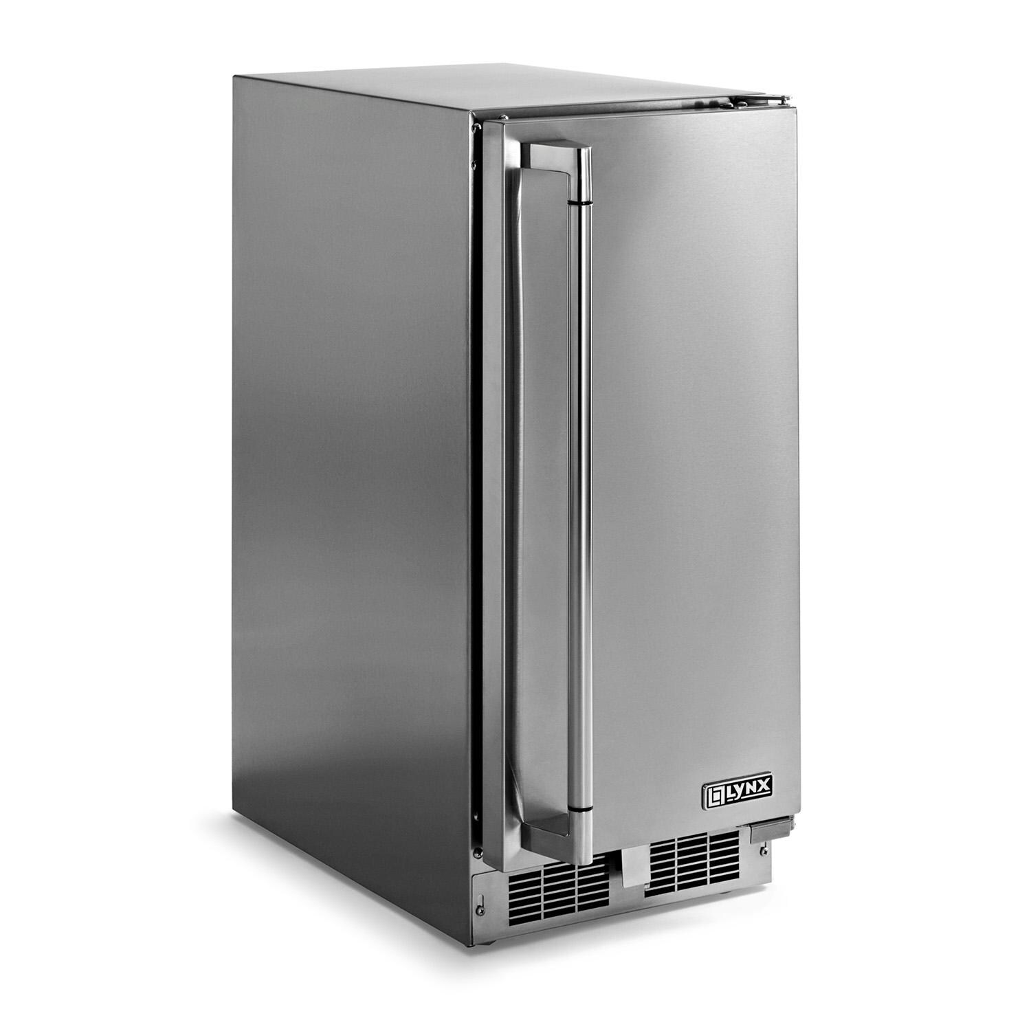 Lynx LN15ICE 20 Lb. 15-in Outdoor Rated Clear Ice Maker w/ Lock - Angled Right Hinge - White Background thumbnail