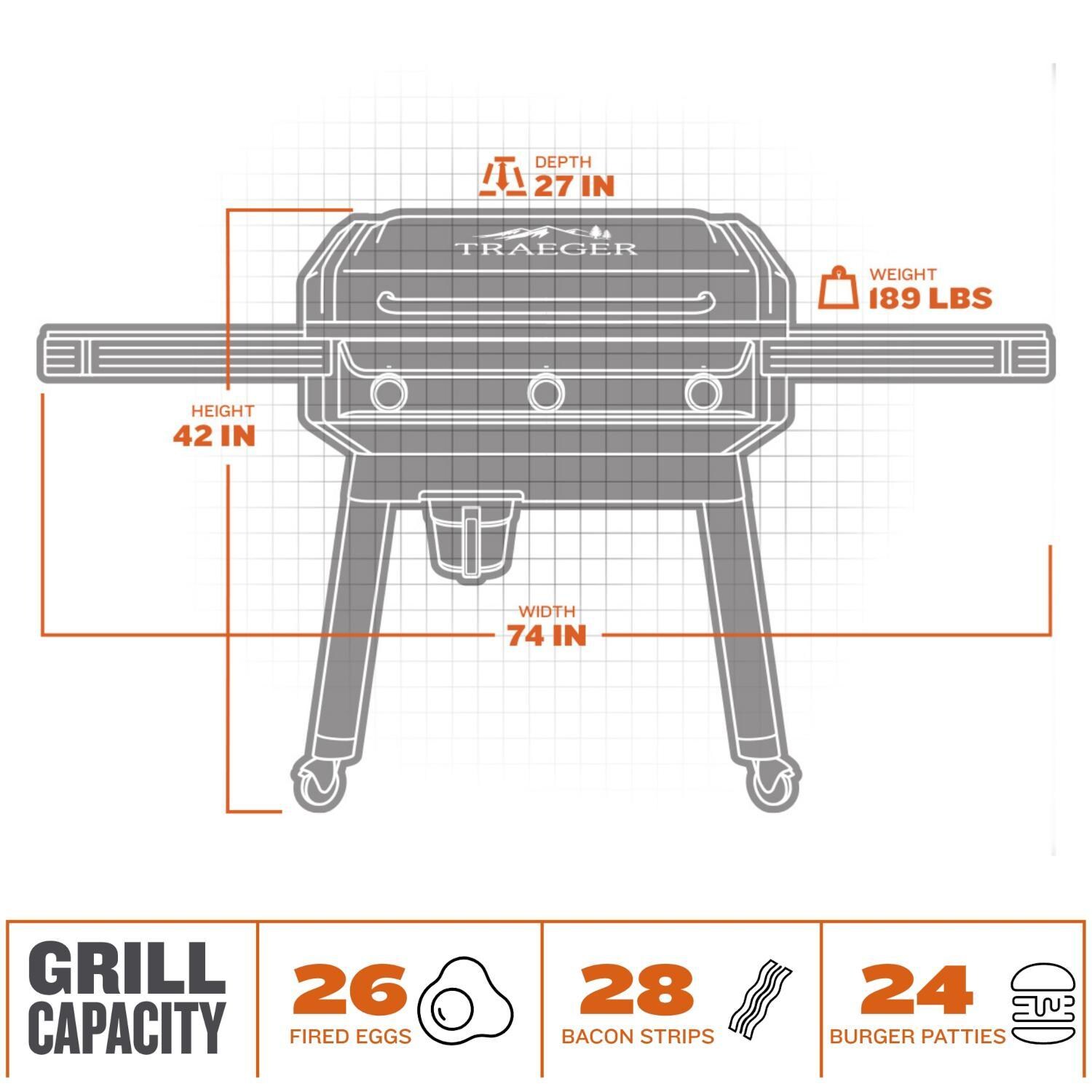 Traeger TF3CN59AU Flatrock Flat Top Grill - Dimensional thumbnail