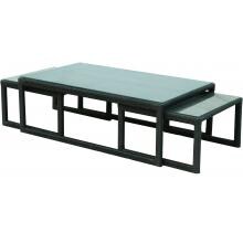 Darlee Vienna Resin Wicker Patio Nesting Tables With Glass Tops - Set Of 3