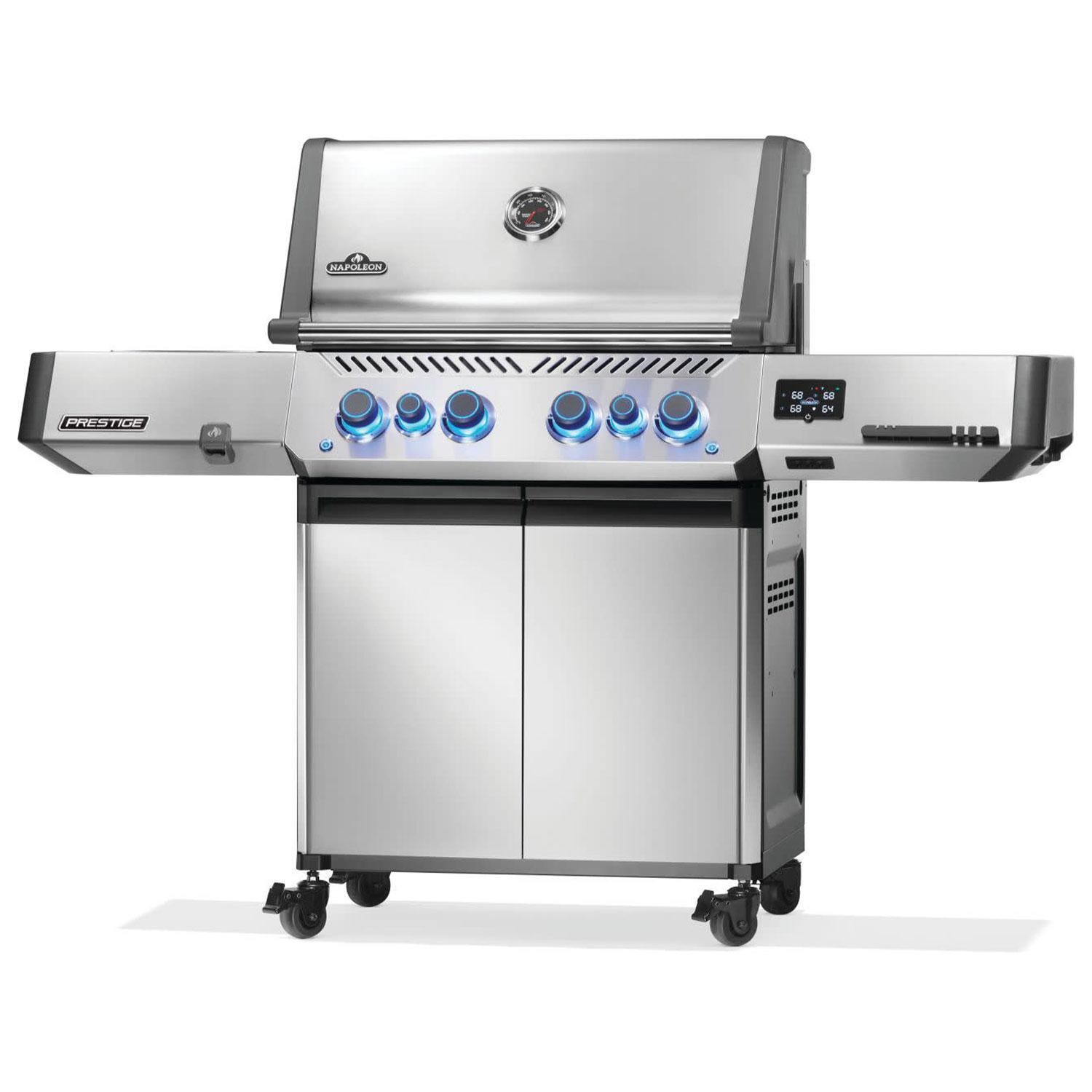 Napoleon P500VXRSIBPSS Prestige 500 Connected Propane Gas Grill w/ Infrared Side & Rear Burner - Stainless Steel - Left Angle - White Background thumbnail