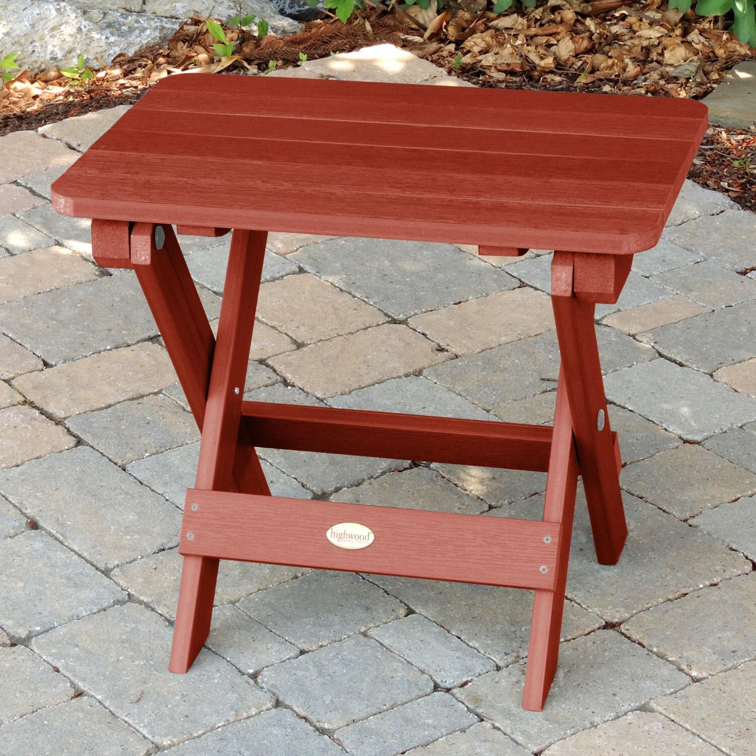 Lakeview Folding Adirondack Side Table - Rustic Red - Up Position thumbnail