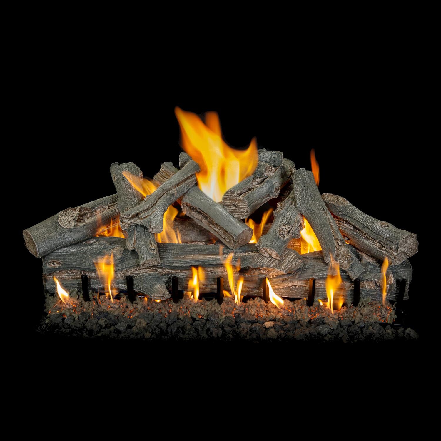 Grand Canyon 42-Inch Western Driftwood Vented Natural Gas Log Set W/ 2 BRN Burner - Electronic On/Off Remote