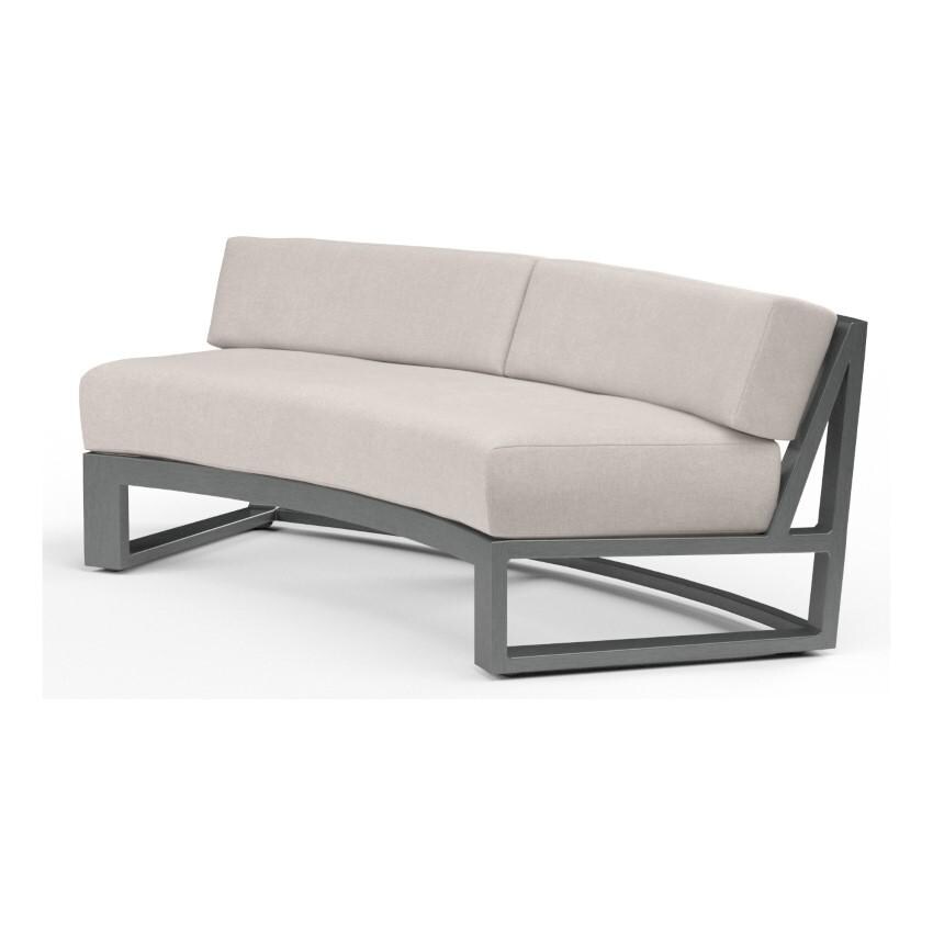 Redondo Aluminum Sectional Curved Sofa in Slate/Canvas Natural by Sunset West