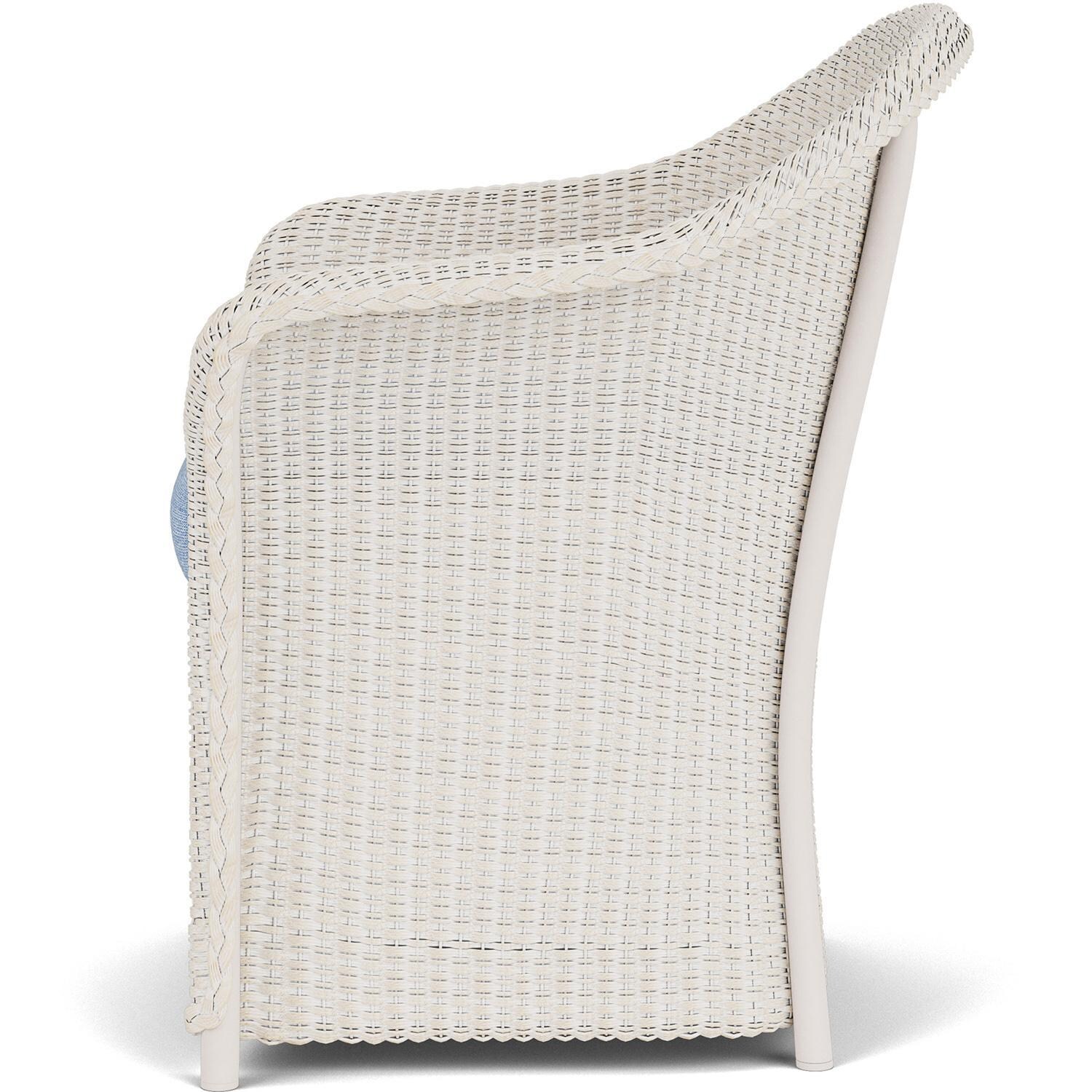 Lloyd Flanders Weekend Retreat Dining Armchair in Antique White Finish W/ Demo Skyway Fabric - Side thumbnail