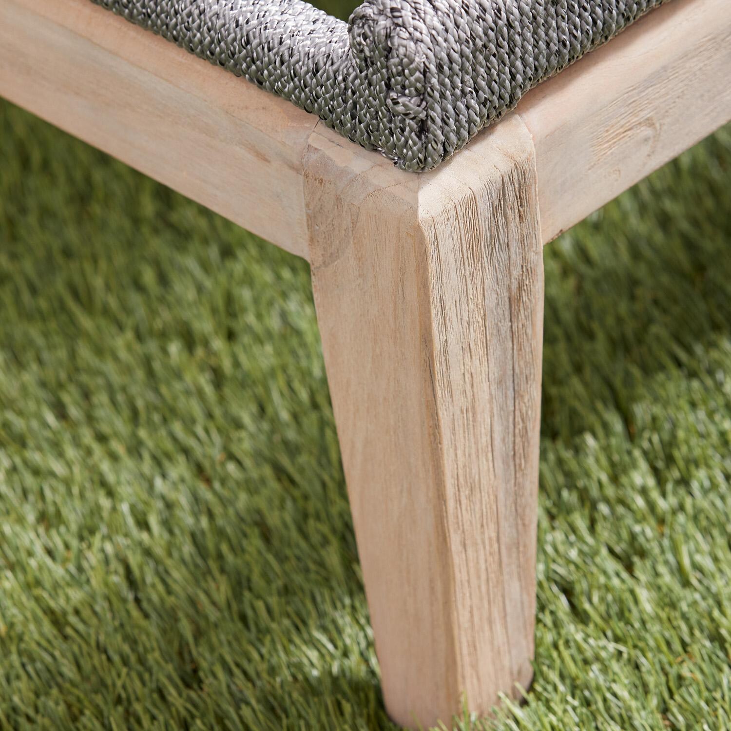 Lakeview Peninsula Way Woven Rope Chaise Lounge in Taupe & White - Leg Detail thumbnail