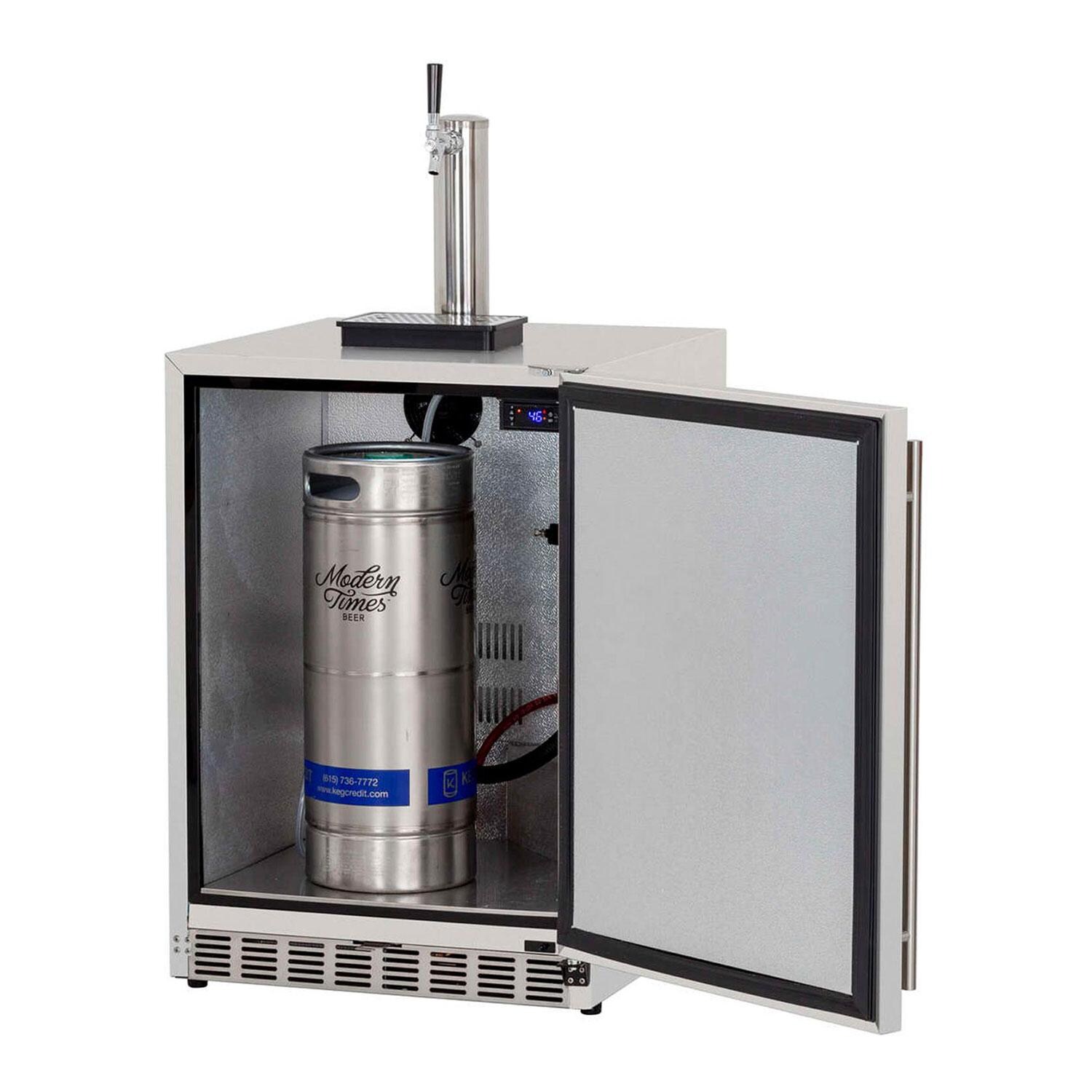 Summerset RFR-24DK1 24 Inch 6.6c Deluxe Outdoor Rated Single Tap Kegerator - Open - White Background thumbnail