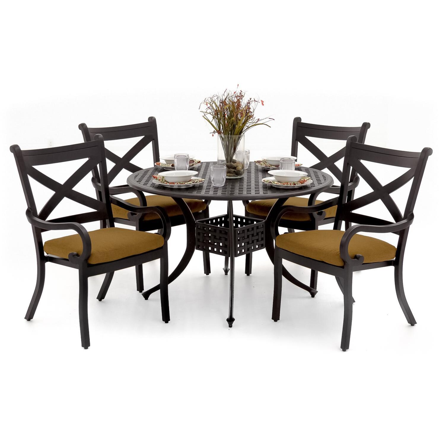 Avondale 5 Piece Aluminum Patio Dining Set With Round Table By Lakeview
