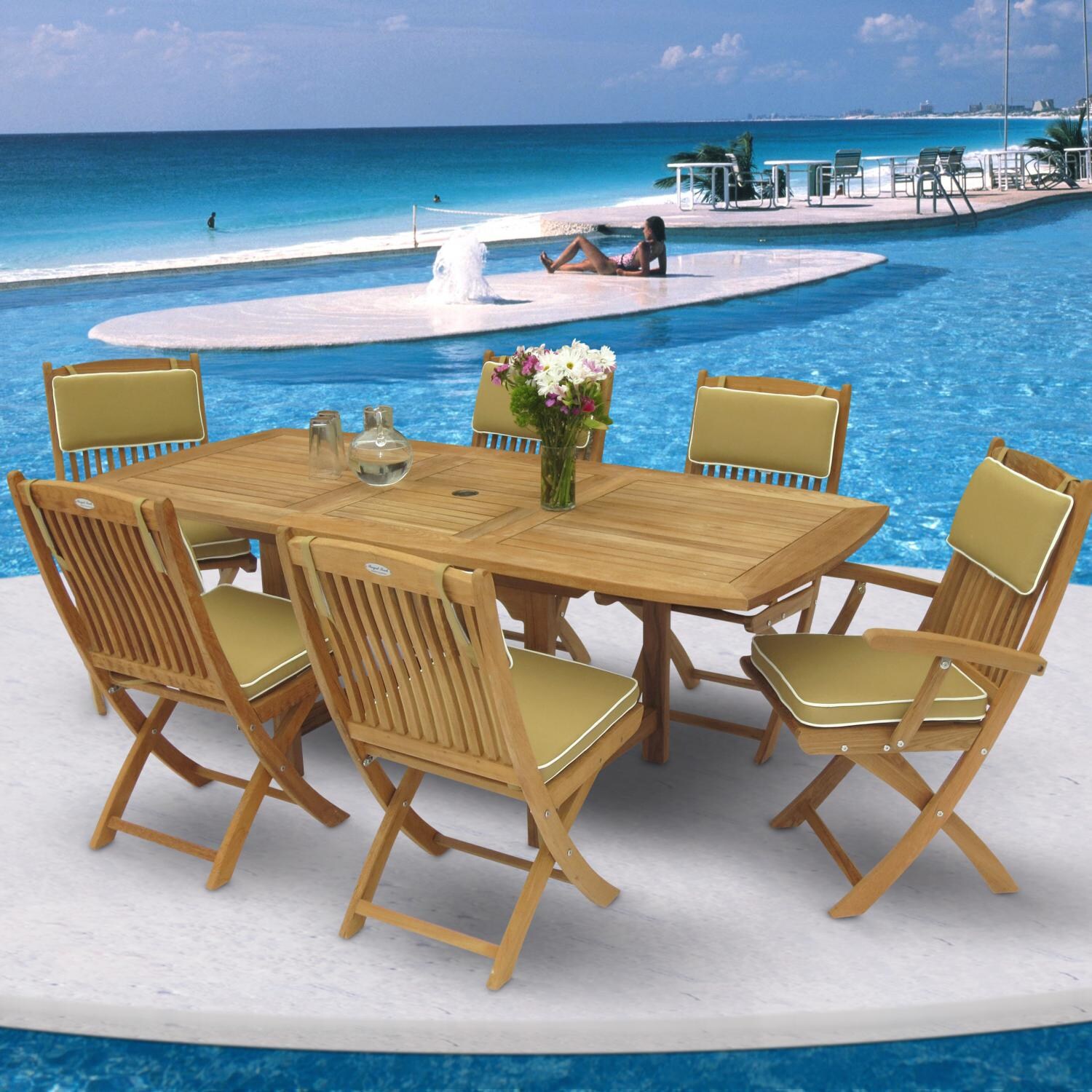 Royal Teak Collection Family 72 X 39 Inch Rectangular Teak Patio Dining Table With Extension - On the Patio thumbnail