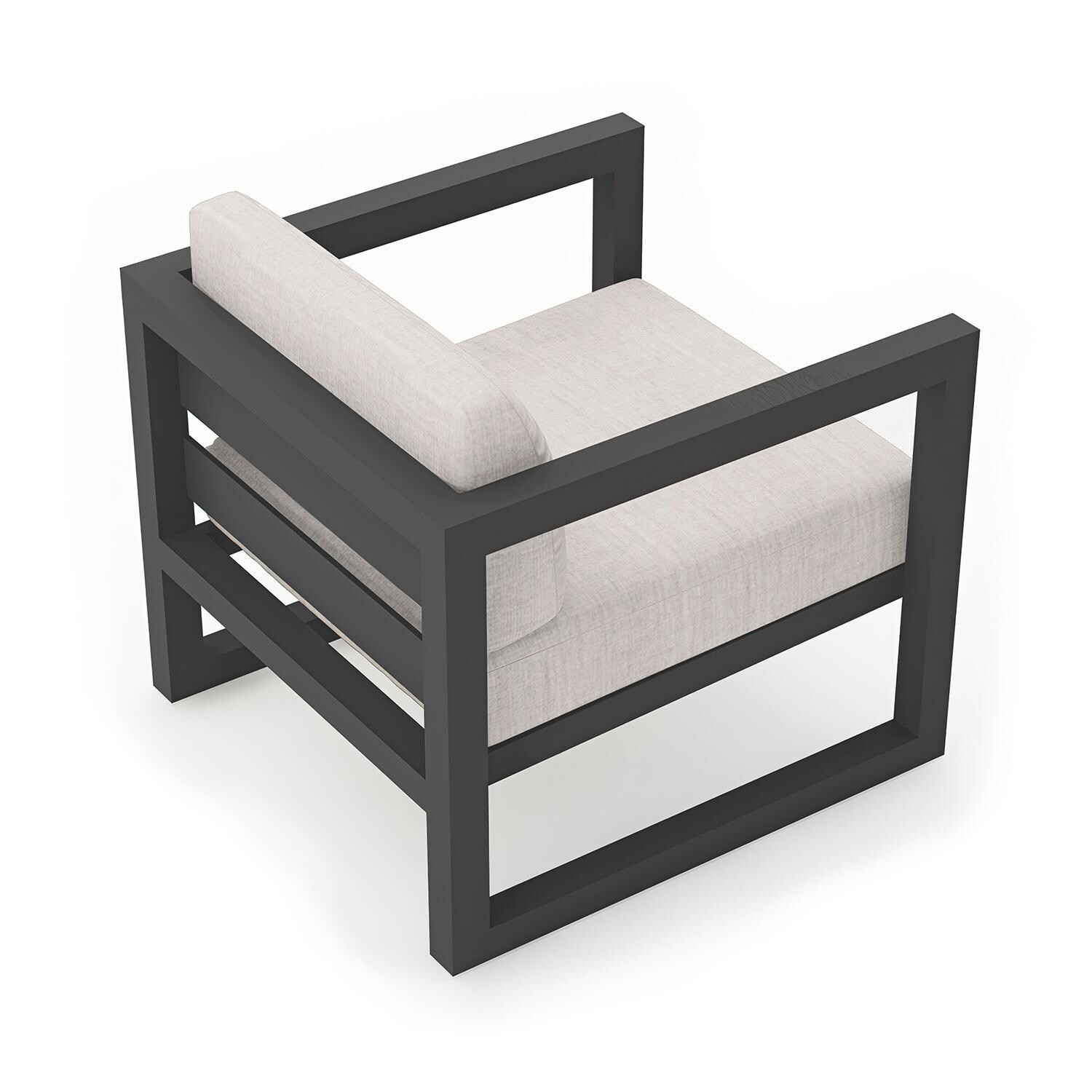Misty Cove Aluminum Club Chair in Slate w/Cast Silver Cushions by Lakeview - Top Angle View - White Background thumbnail