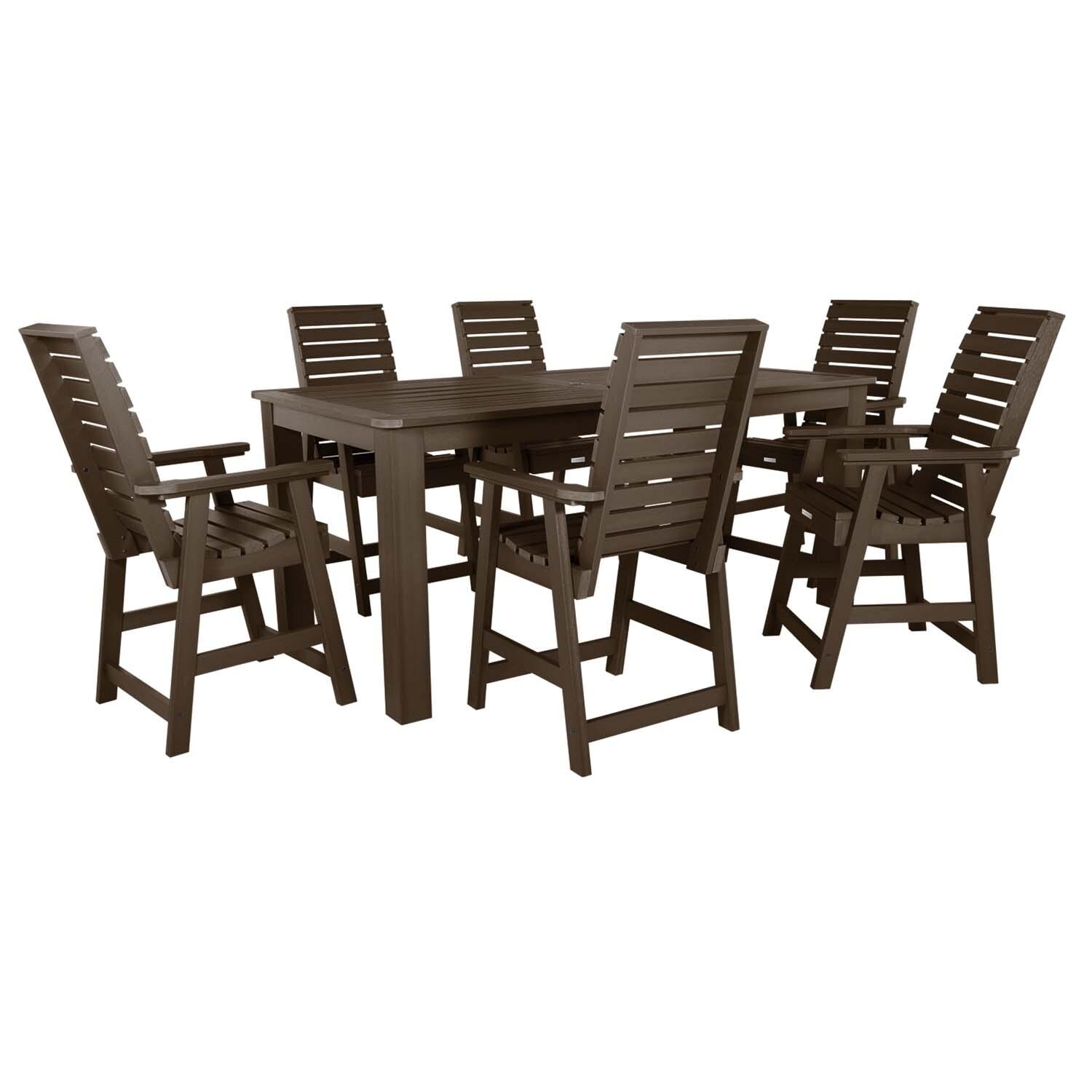 Elm Pointe 7 Pc Recycled Plastic Counter Height Dining Set In Weathered Acorn by Lakeview - White Background thumbnail