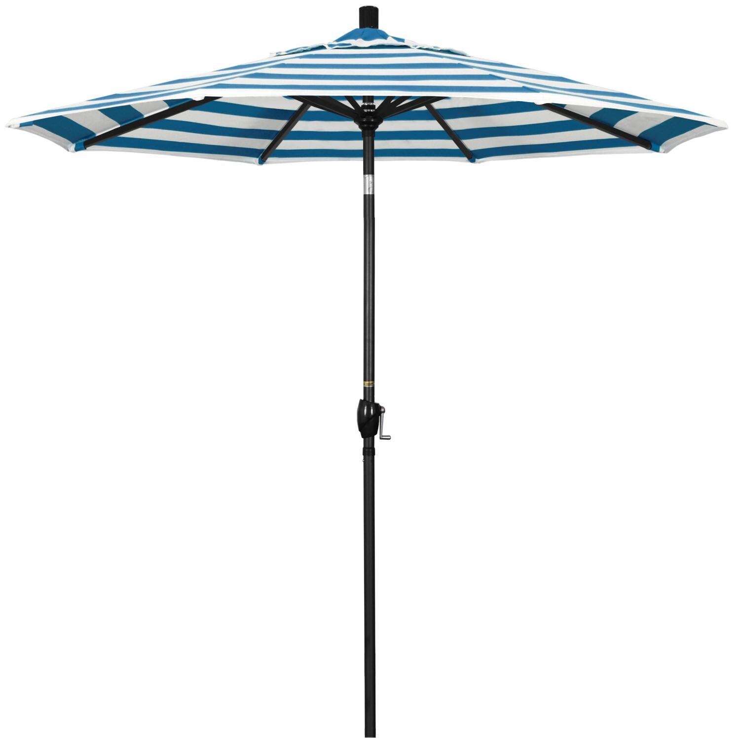 California Umbrella Pacific Trail Series 7.5 Ft Octagonal Aluminum Push Button Tilt Patio Umbrella W/ Crank Lift - Stone Black Frame / Sunbrella Cabana Regatta Canopy thumbnail