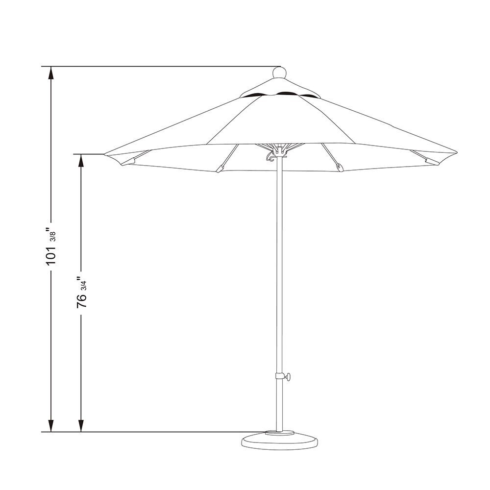 California Umbrella Allure Series 9 Ft Octagonal Stainless Steel Patio Umbrella W/ Pulley Lift & Fiberglass Ribs - Line Detail thumbnail
