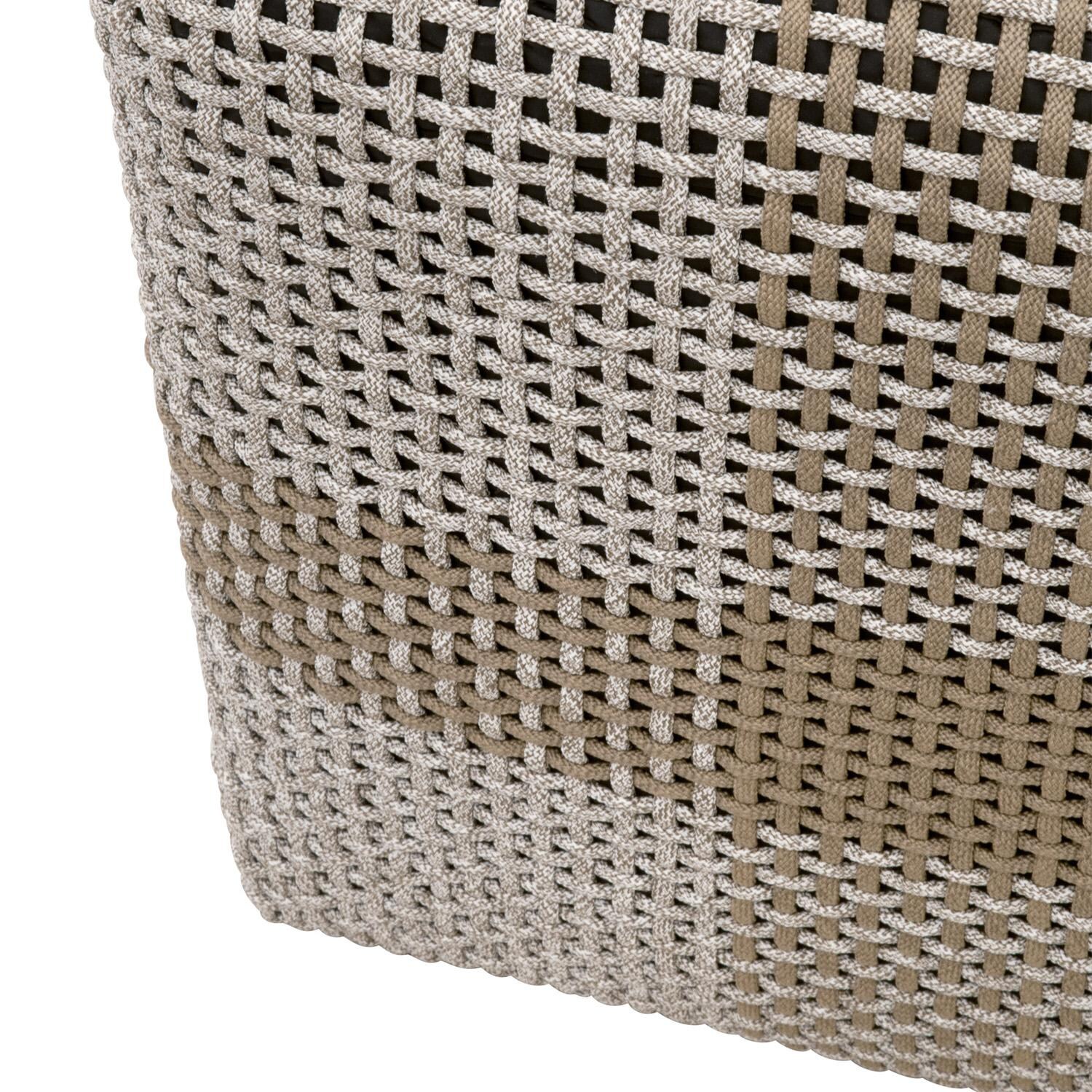 Lakeview Cocoa Way 86 1/2 Inch Taupe & White Woven Rope Accent Cube - Bottom View thumbnail