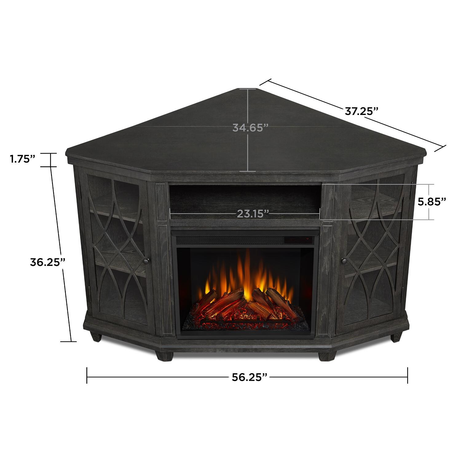 Real Flame - 1750E-GRY - Lynette 56-Inch Corner Electric Fireplace Entertainment Center - Gray - Overall Dimensions thumbnail