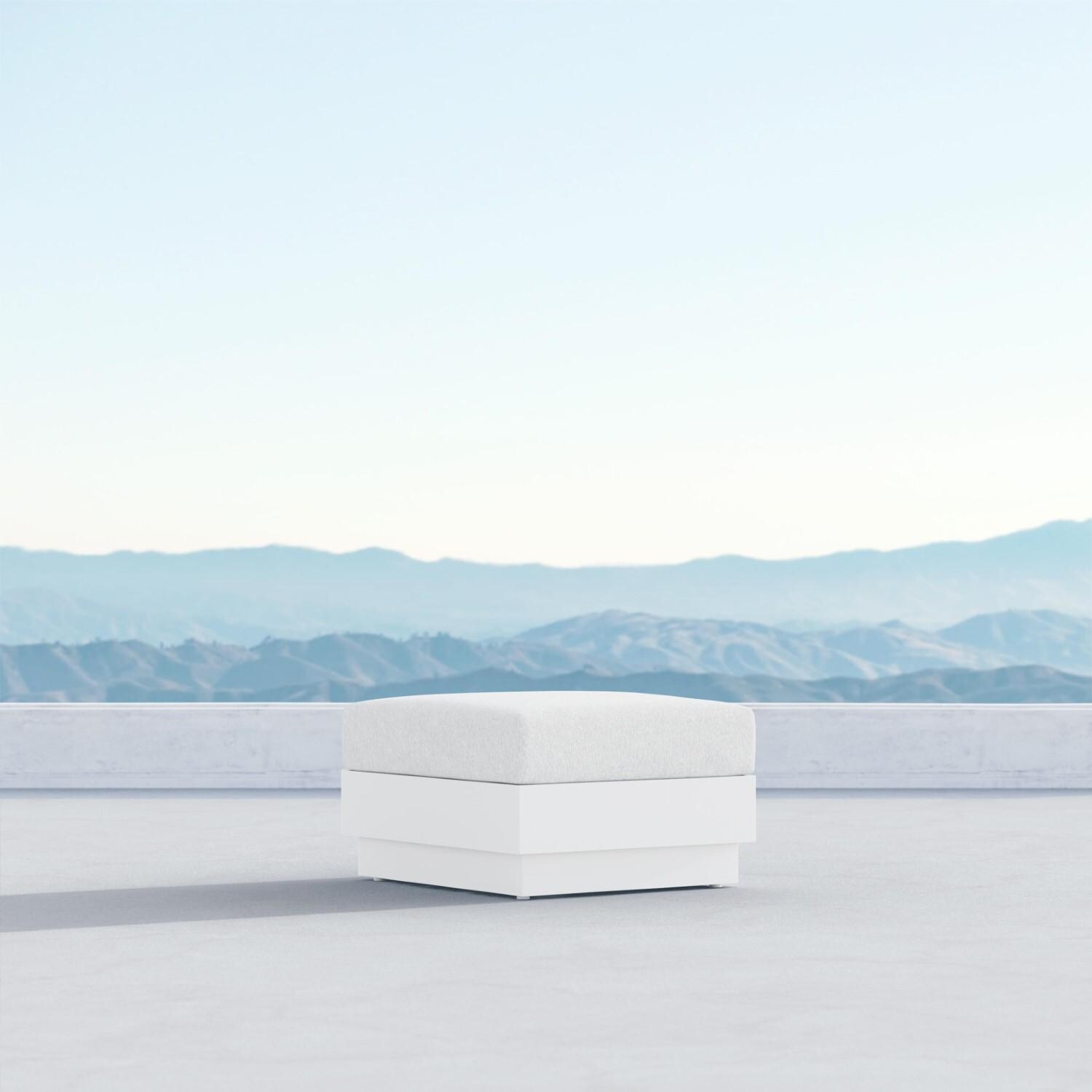 Porto Aluminum Ottoman in Pearl Gray/Cloud by Azzurro Living