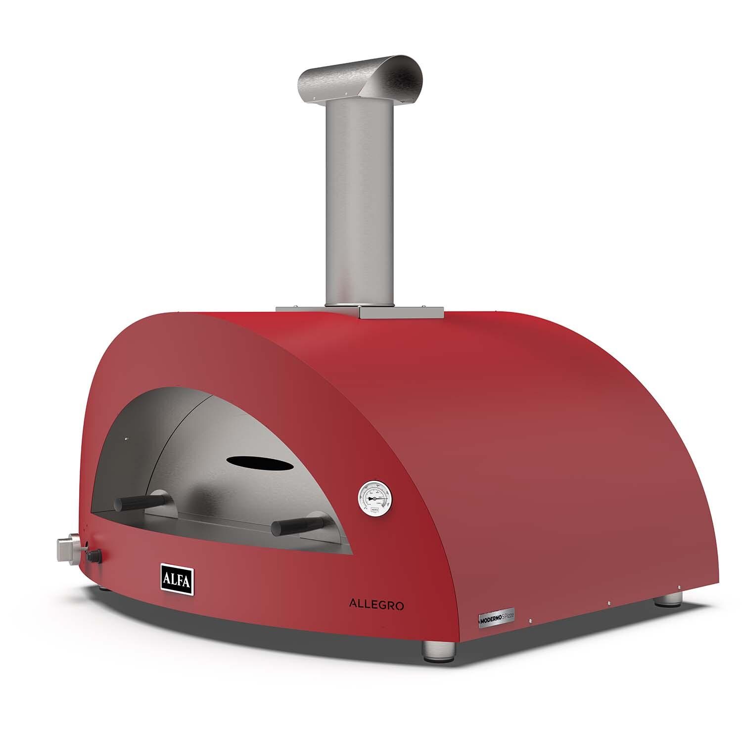 Alfa FXMD-5P-MROR-U Moderno 5 Pizze Natural Gas Pizza Oven - Antique Red - Right Angled View - White Background thumbnail