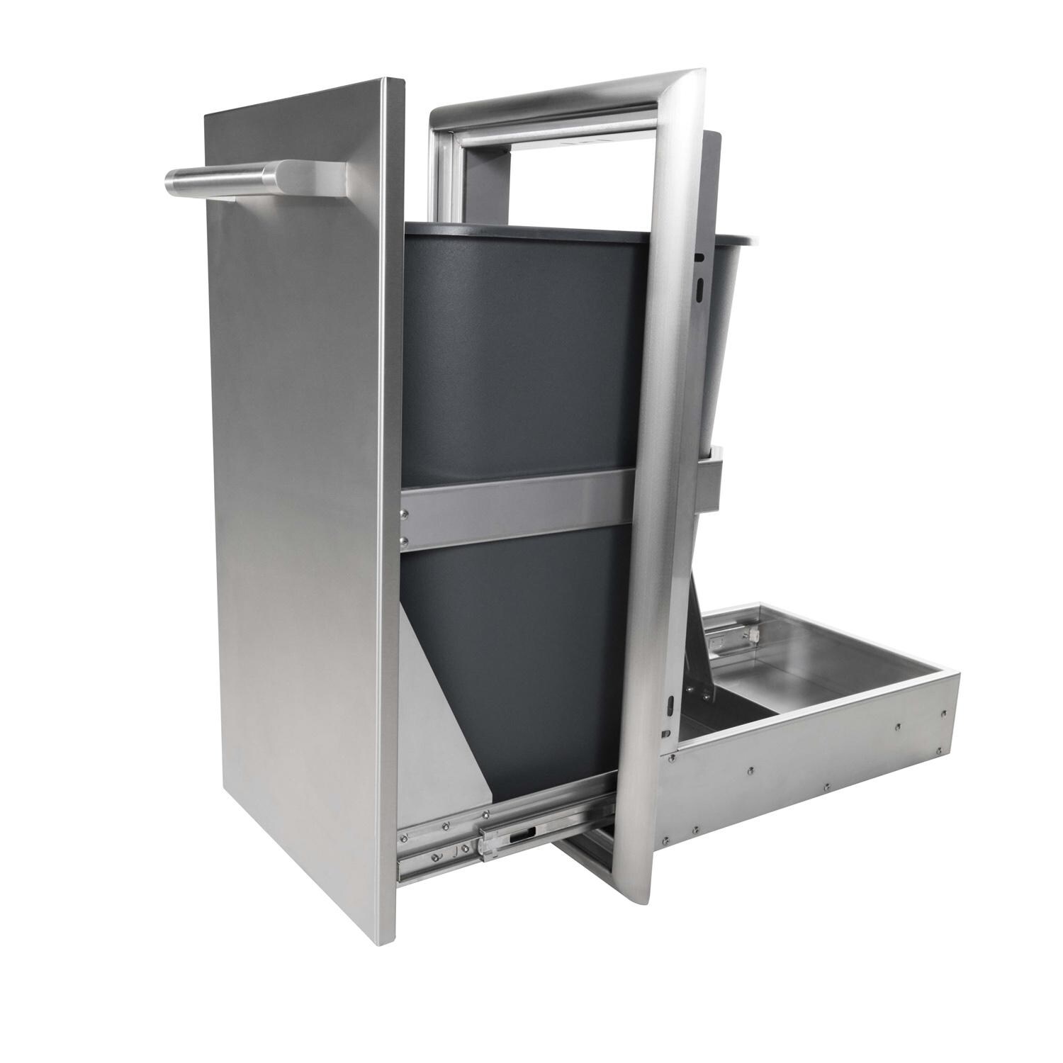 Coyote Outdoor Living C3-STC 15 Inch Single Pull Out Trash / Recycle Bin - Angled - White Background thumbnail