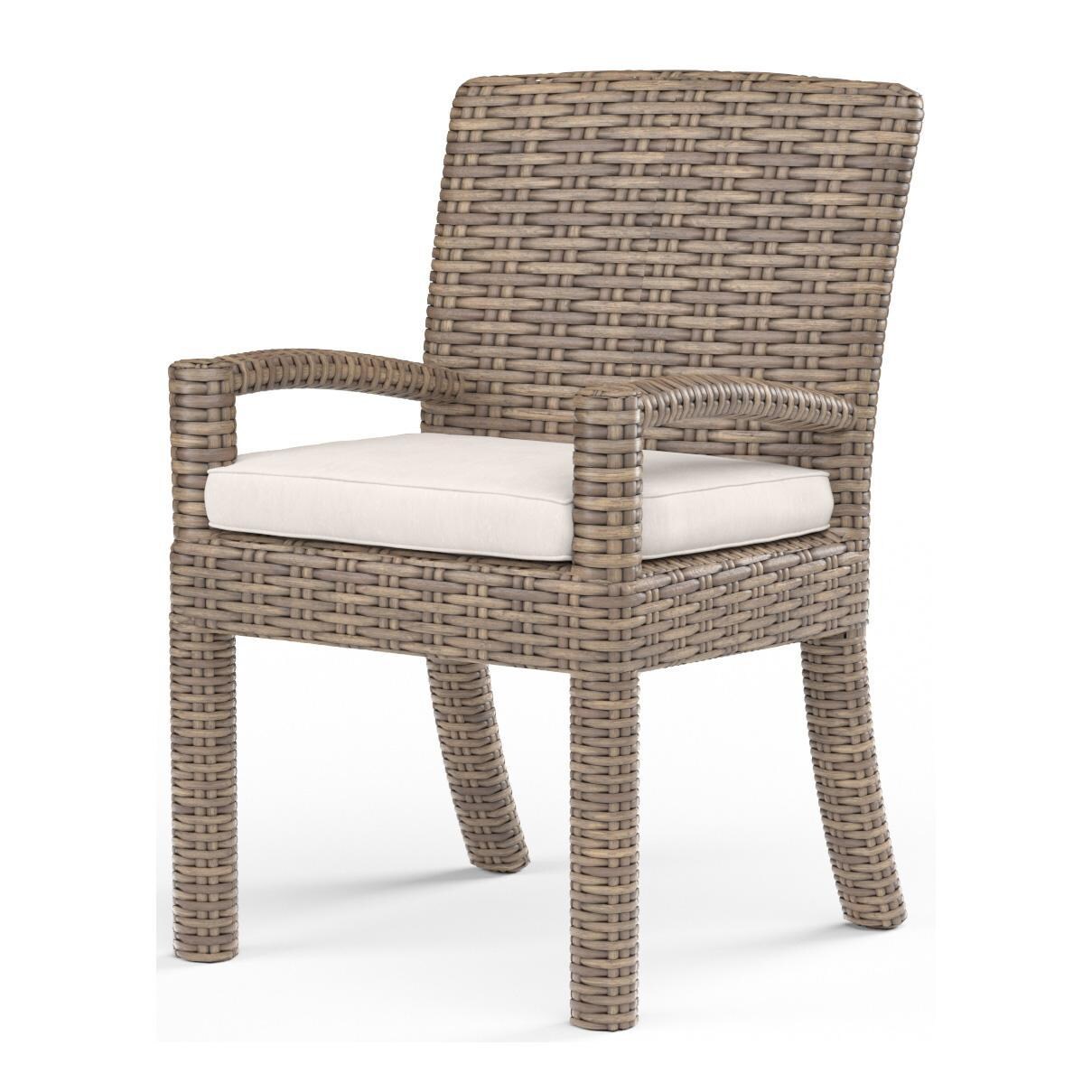 Havana Wicker Dining Arm Chair in Tobacco/Canvas Natural by Sunset West