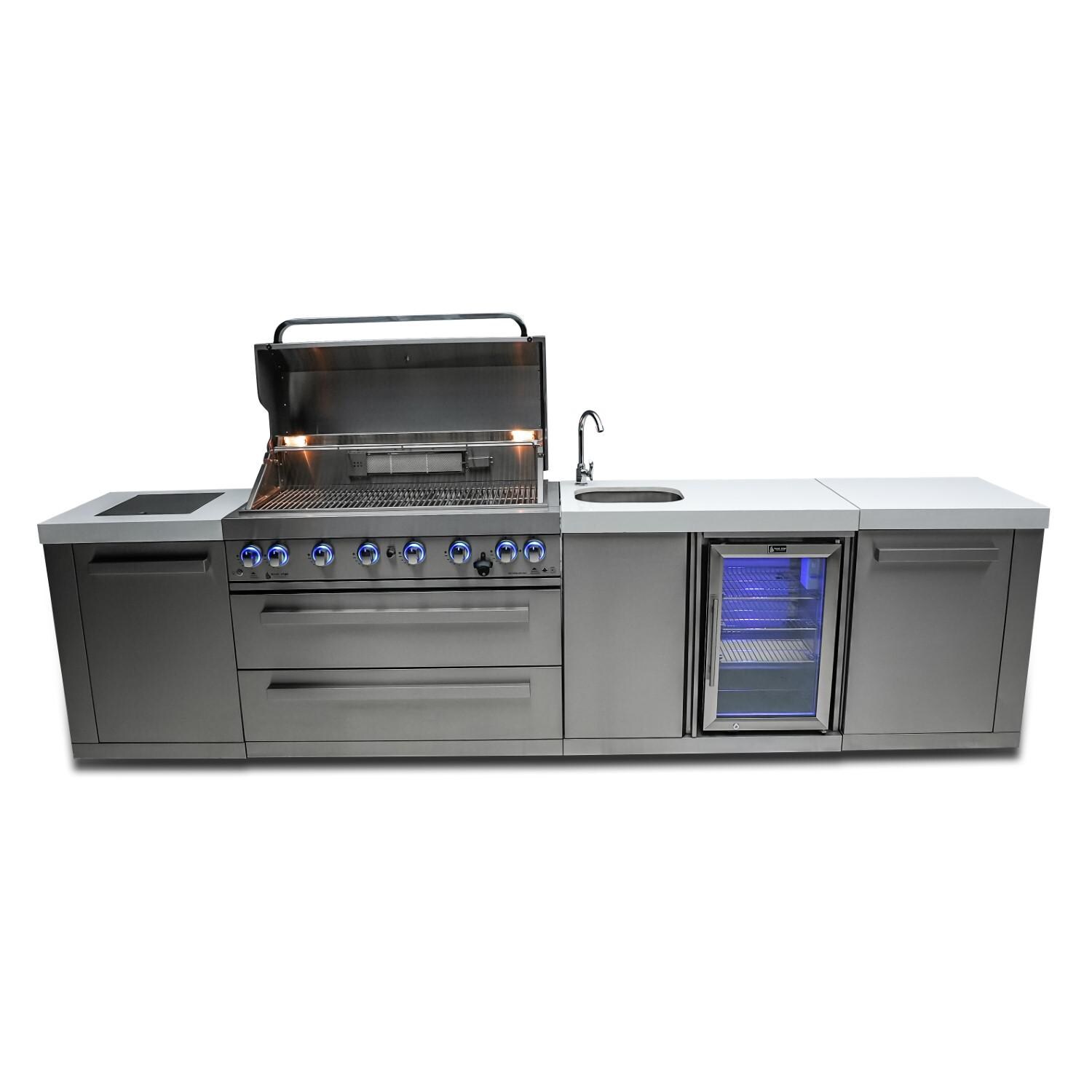 Mont Alpi - MAi805-BEV - Propane Gas Island Grill W/ Beverage Center & Infrared Side Burner - Open Front thumbnail