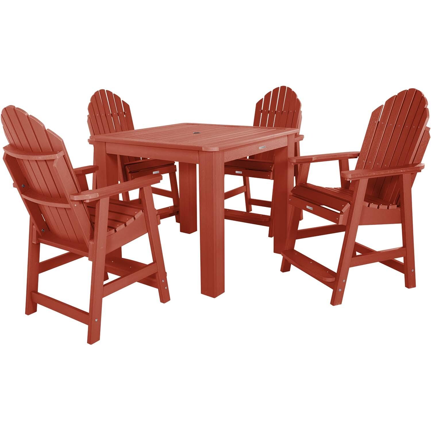 Dream Bay 5 Pc Square Counter-Height Dining Set in Rustic Red by Lakeview Outdoor Designs - White Background thumbnail