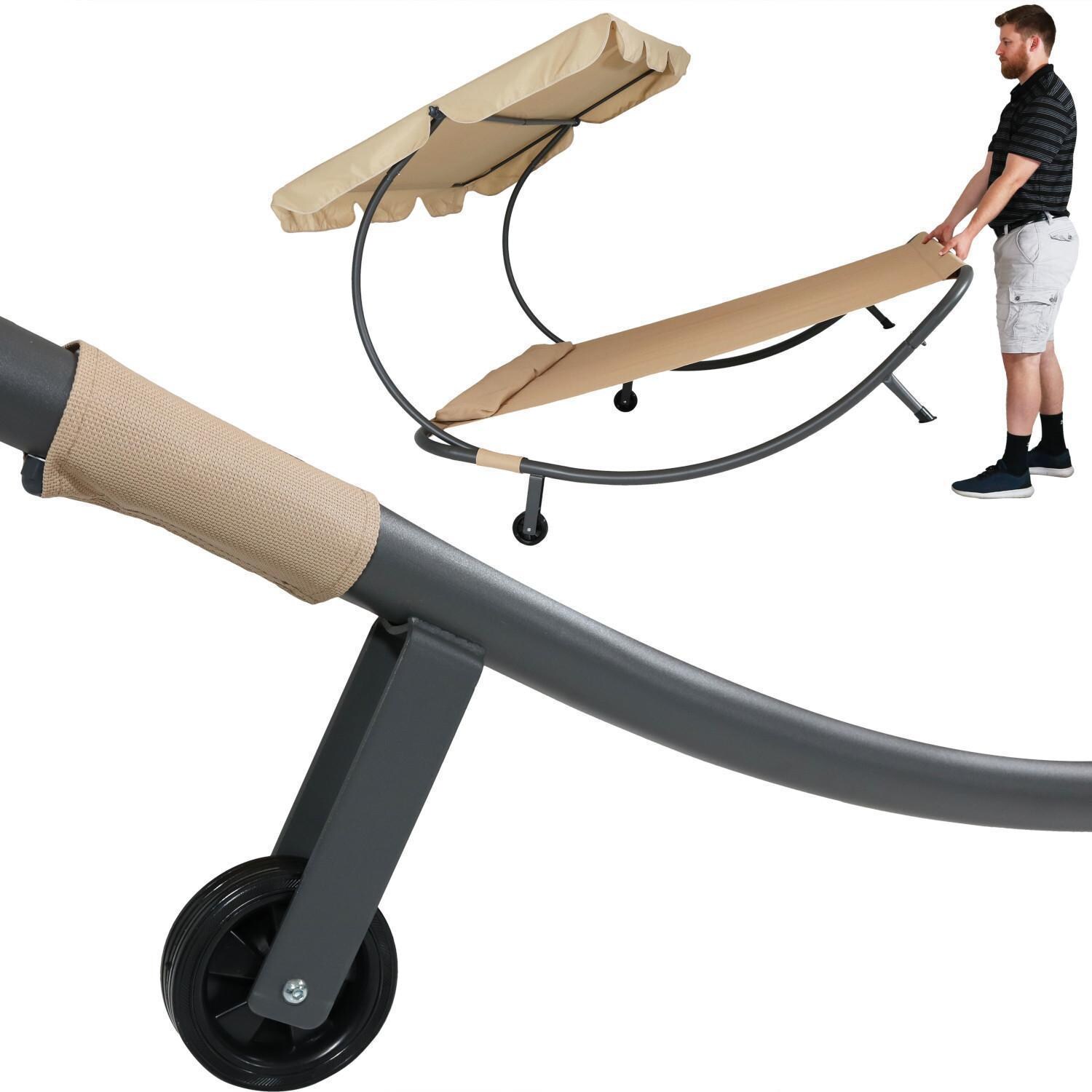 Ultimate Patio Double Modern Outdoor Bed W/ Canopy & Pillows - Wheels - Detail thumbnail