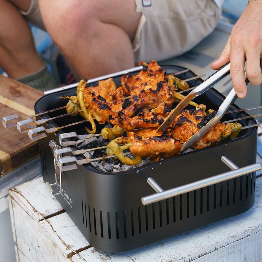Everdure HBCUBEBUS Everdure CUBE 17-in Portable Charcoal Grill - Black - HBCUBEBUS - Cooking Kabobs - Lifestyle thumbnail