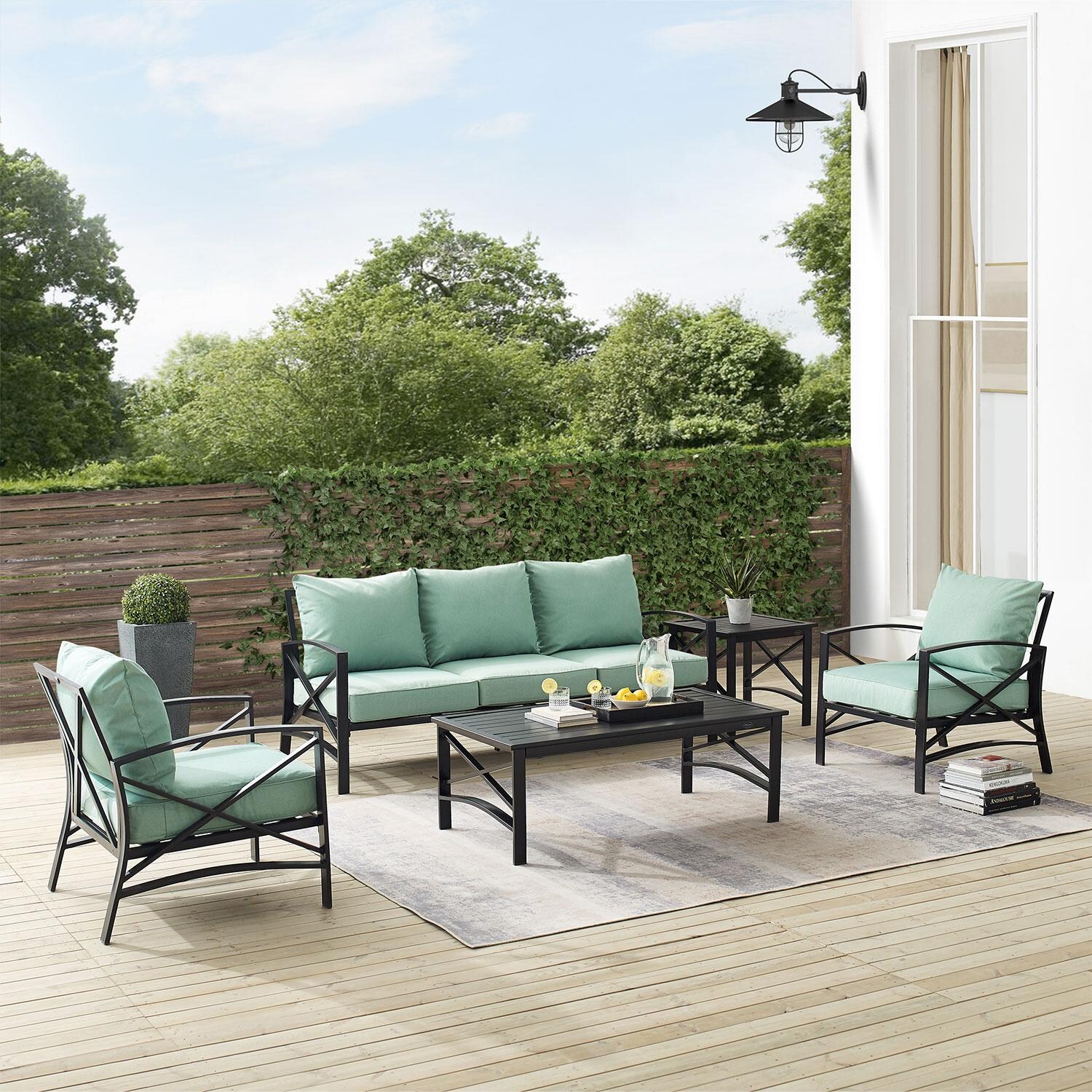 Ultimate Patio UP-82265BZ-MI 5Pc Outdoor Sofa Patio Furniture Set in Mist - On Patio - Lifestyle thumbnail