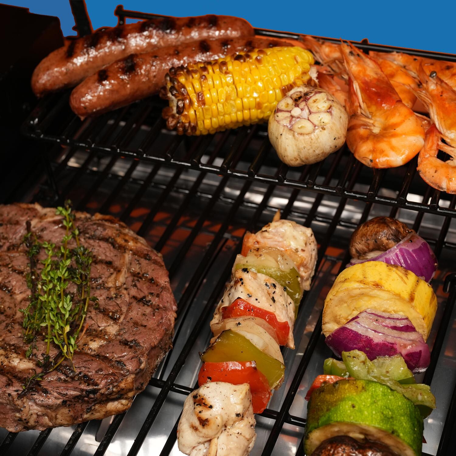 ASMOKE AS350-Navy Blue Portable Wood Pellet Grill & Smoker - Meat & Veggies On The Grill thumbnail
