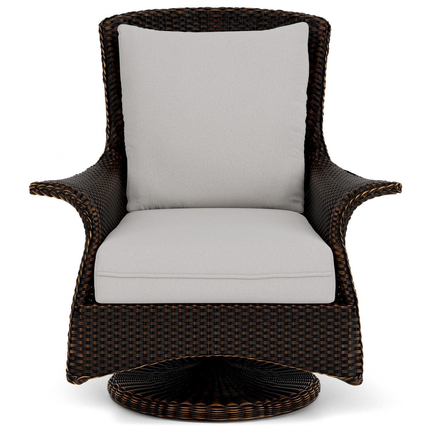 Mandalay Wicker Swivel Rockers Club Chair in Mink/Tundra Dove By Lloyd Flanders