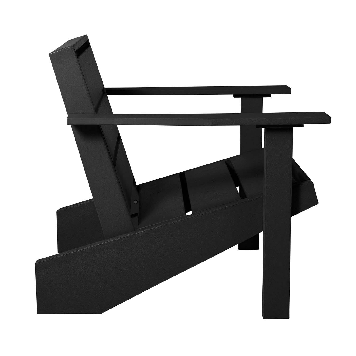 Hazel Cove Recycled Plastic Adirondack Chair in Black Sand by Lakeview Outdoor Designs - Side View - White Background thumbnail