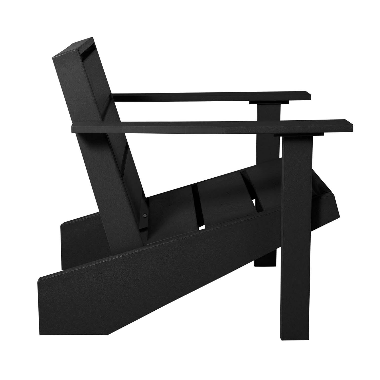 Hazel Cove Recycled Plastic Adirondack Chair in Black Sand by Lakeview Outdoor Designs - Side View - White Background thumbnail