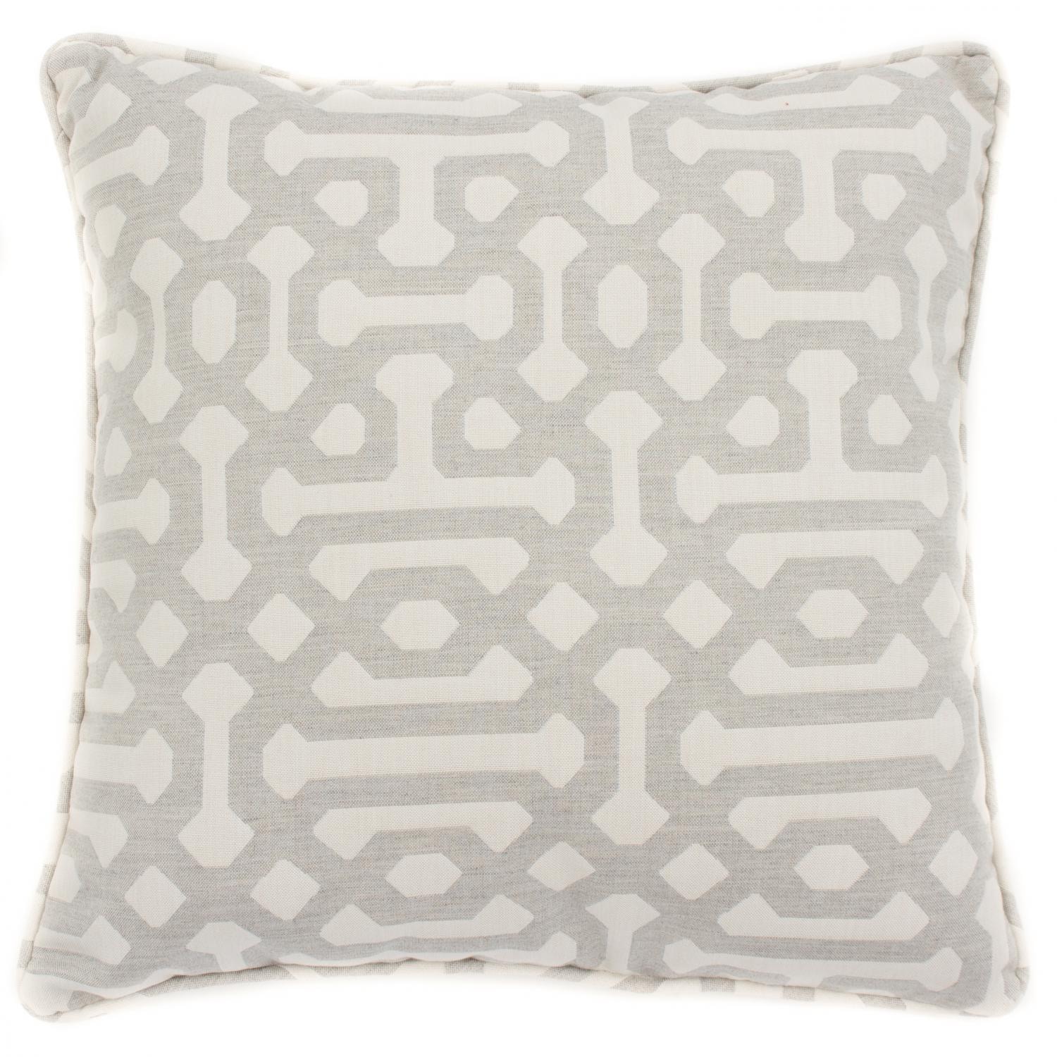 Sunbrella Fretwork Pewter Outdoor Throw Pillow W Piping By