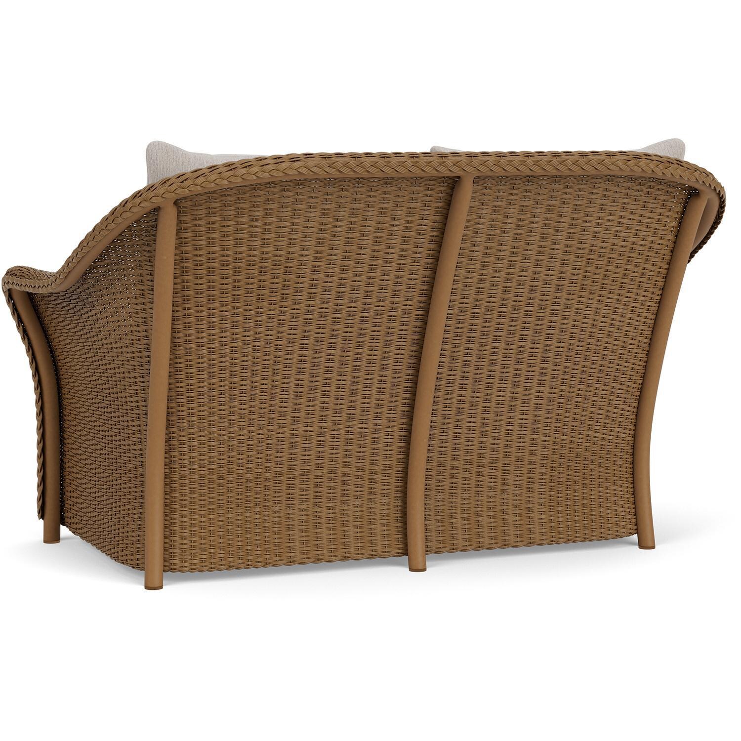 Lloyd Flanders Weekend Retreat Loveseat in Hickory Finish W/ Remy Cloud Fabric - Back Left thumbnail