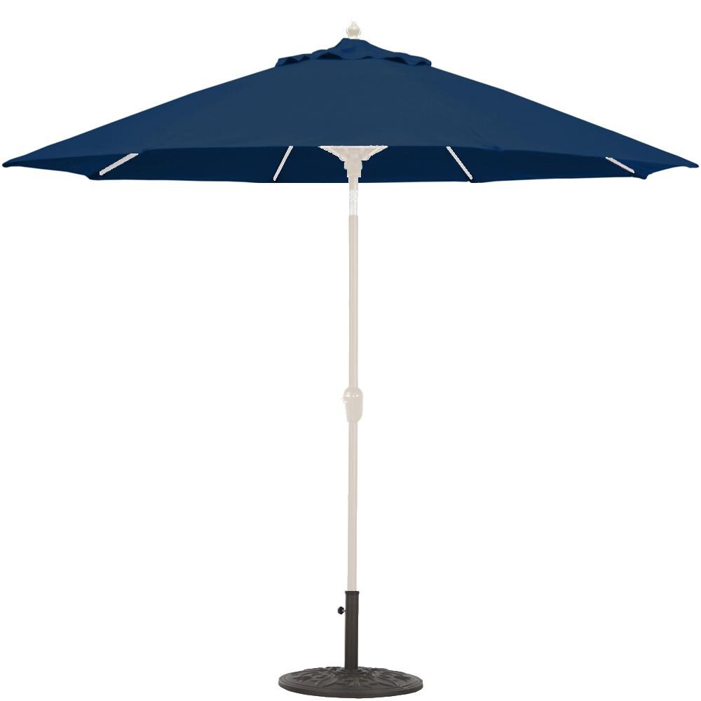 Galtech 9 Ft. Octagonal Bar Height Aluminum Patio Umbrella W/ Crank Lift & Auto Tilt - White Frame W/ Navy Sunbrella Fabric (Umbrella Base Not Included) thumbnail