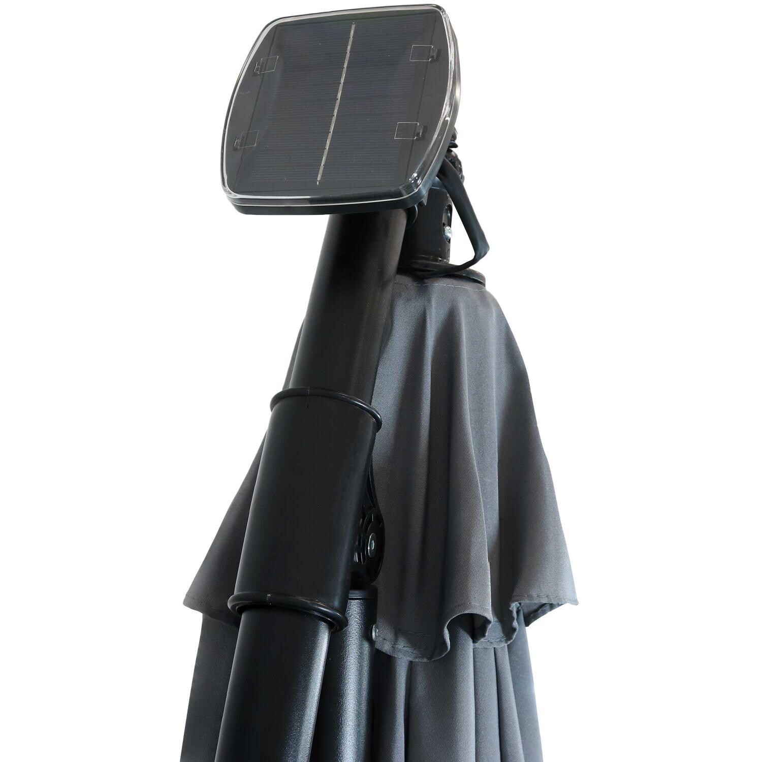 Ultimate Patio 10 Ft. Solar Lighted Patio Cantilever W/ Crank - Smoke - Solar Panel & Canopy Vent thumbnail