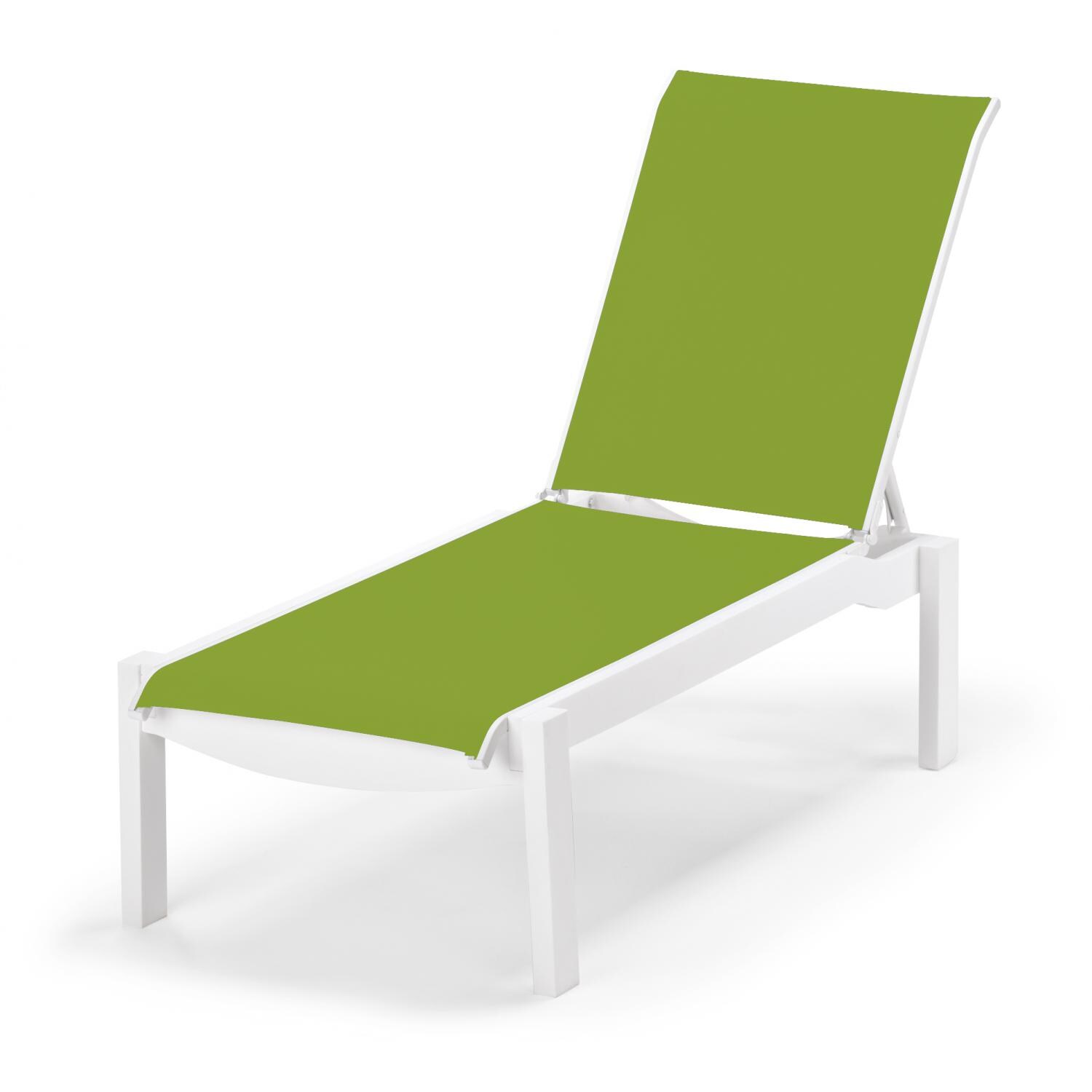 Leeward MGP Stacking Chaise Lounge With Sling Seating By Telescope Casual - Textured Snow/Lime thumbnail