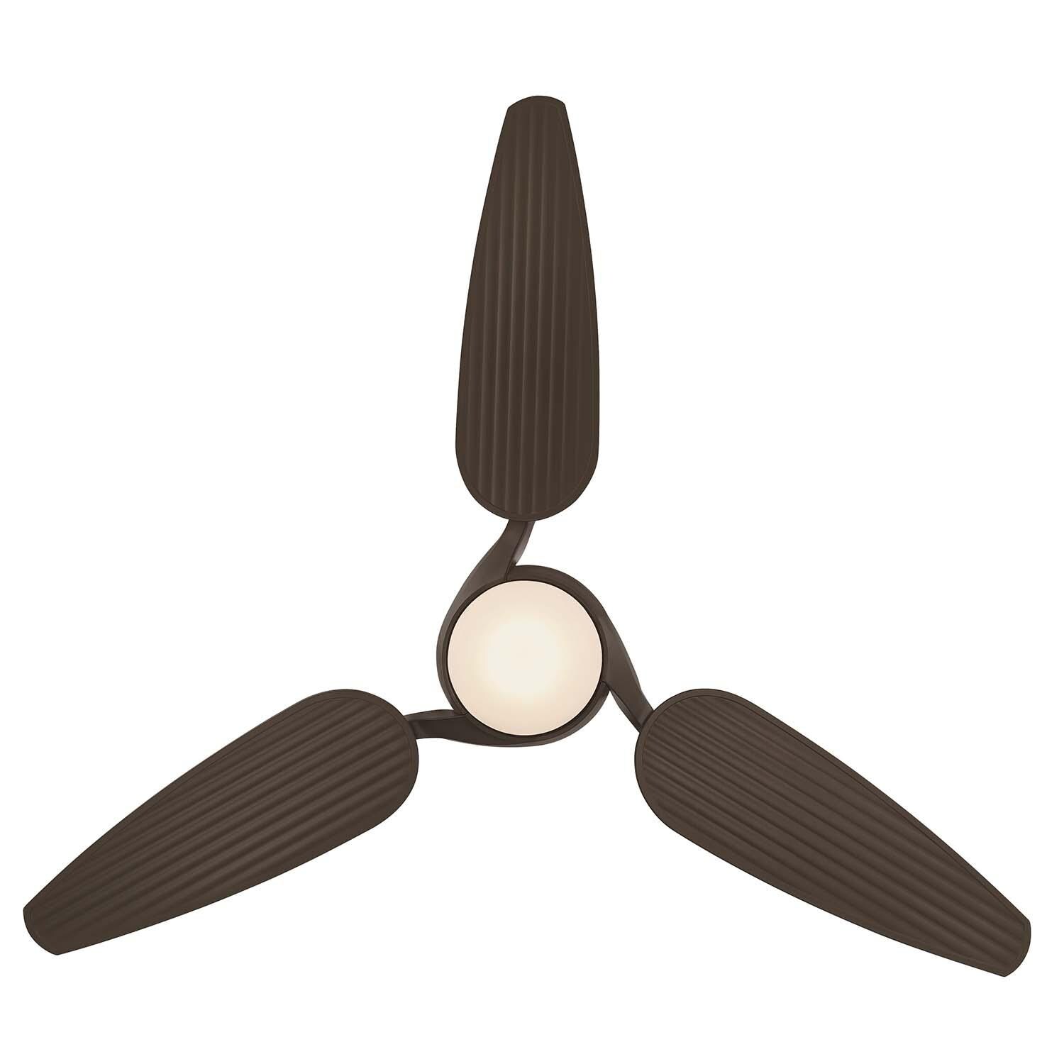 Minka-Aire F675L-ORB Seacrest 60-Inch 3-Blade LED Ceiling Fan in Oil Rubbed Bronze Finish w/ Oil Rubbed Bronze Blades & Etched Glass - Bottom View thumbnail