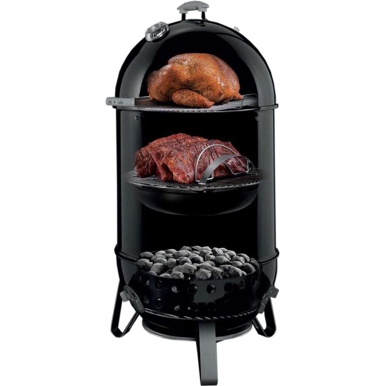 Weber 731001 22-Inch Smokey Mountain Cooker Charcoal Smoker - See-Through View