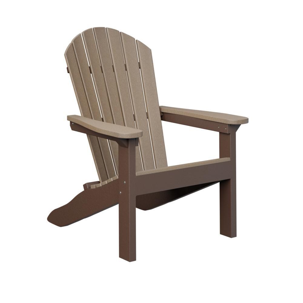Berlin Gardens Comfo Back Stationary Adirondack Chair - Weatherwood on Chocolate Brown thumbnail