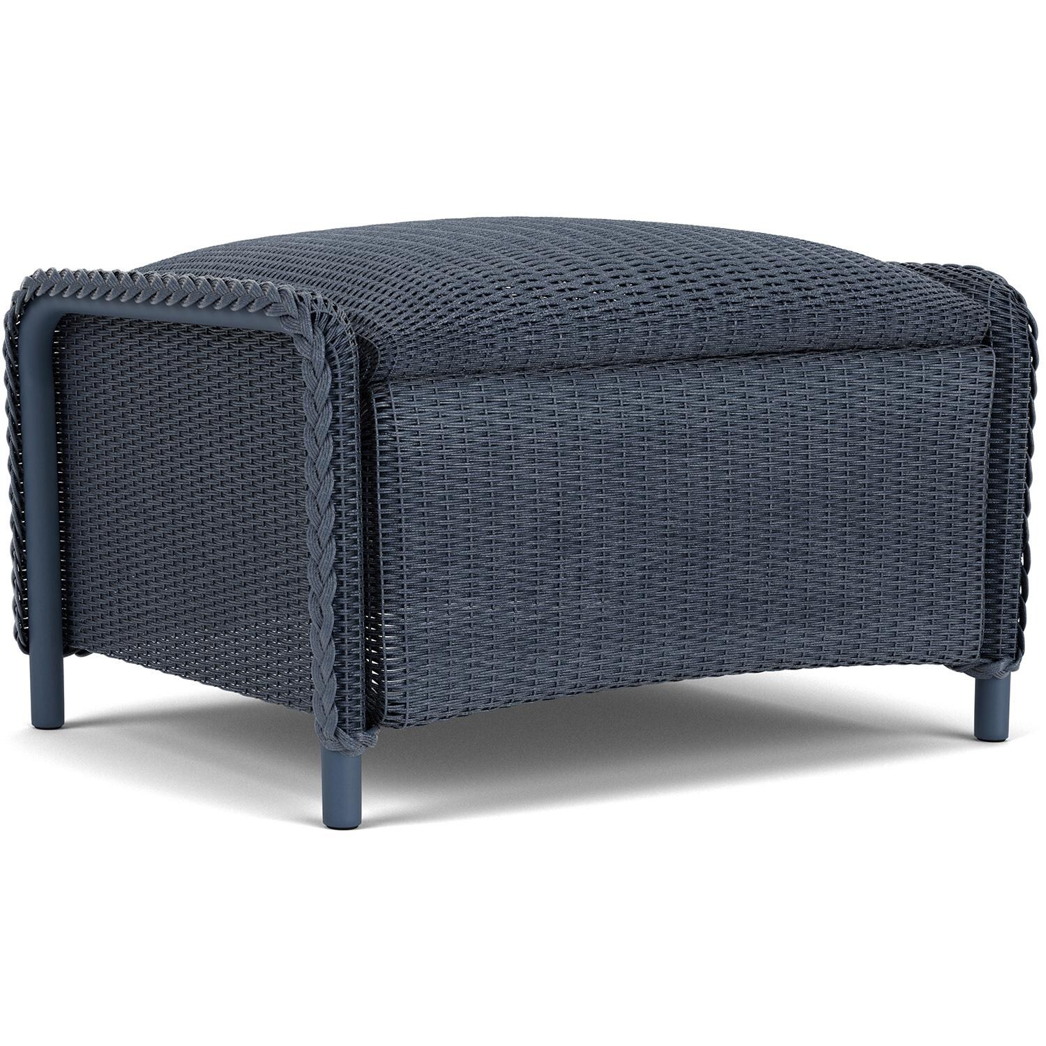 Lloyd Flanders Reflections Ottoman, Padded in Denim Blue Finish - Angled thumbnail