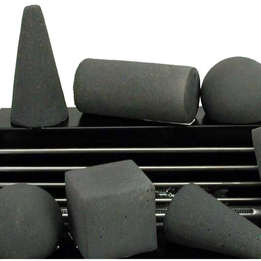 Rasmussen 20-Inch Dark Gray ALTERNA See-Thru FireShape Set With Vent-Free Black Chassis Burner - Close-Up Of FireShapes thumbnail