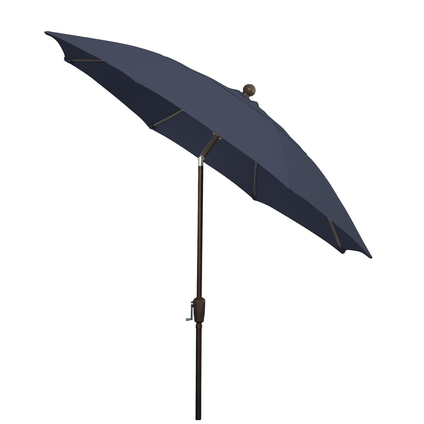FiberBuilt 9 Ft. Aluminum Market Patio Umbrella W/ Crank Lift & Tilt - Champagne Pole / Navy Blue Olefin