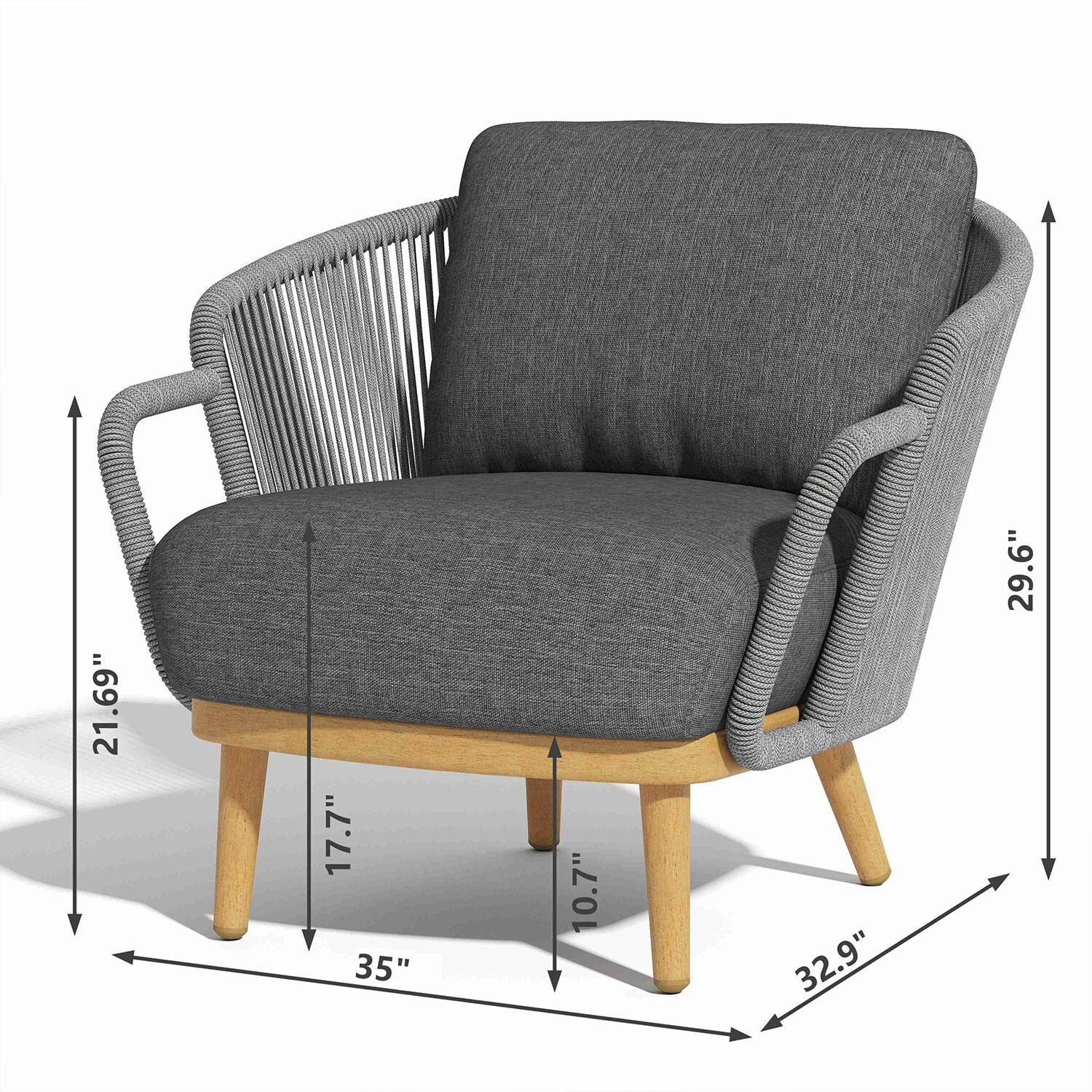 Evangeline 4 Pc Aluminum Seating Set by Lakeview Outdoor Designs - Club Chair - Dimensional thumbnail