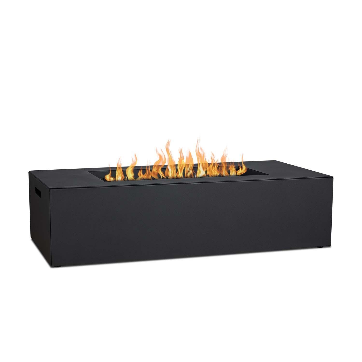 Covewood 58 Inch Rectangular Aluminum Propane Fire Pit Table w/ Hidden Propane Tank in Charcoal by BBQGuys Signature - White Background thumbnail