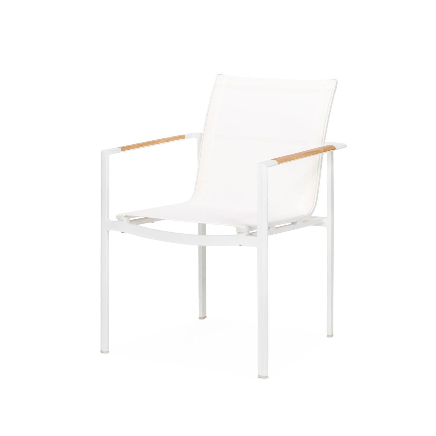 Teak + Table St Barts Aluminum Stacking Dining Chair in White - White Background thumbnail
