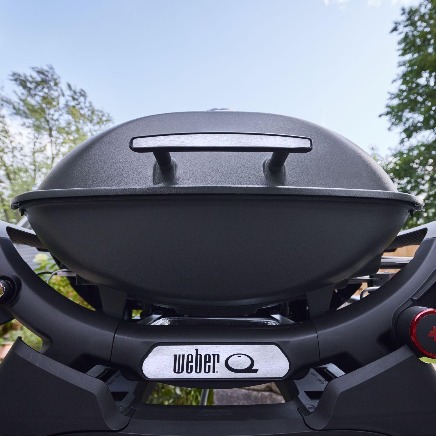 Weber 1500394 Q2800N+ Propane Gas Grill in Sky Blue - Close Up Shown in Charcoal Gray - Detail thumbnail