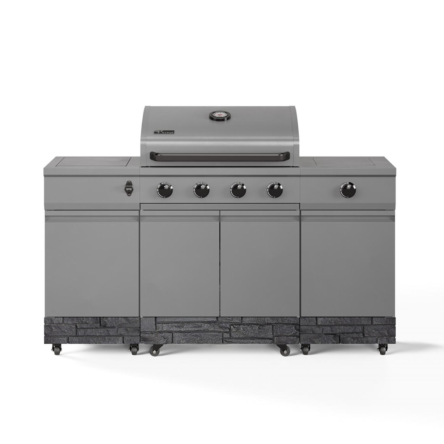 TYTUS Fresno Series 5-Burner Propane Island Grill in Gunmetal Gray & Graphite Stone - TDT-021-0103