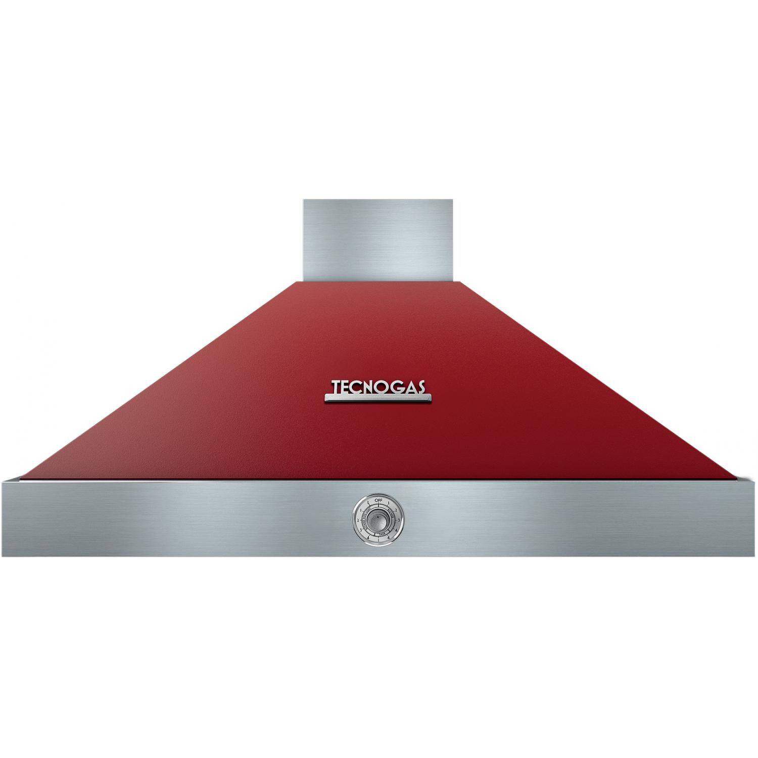 Tecnogas Superiore 48-Inch DECO Red / Chrome Wall Mount Vent Hood - 600 CFM - HD481AC-RC