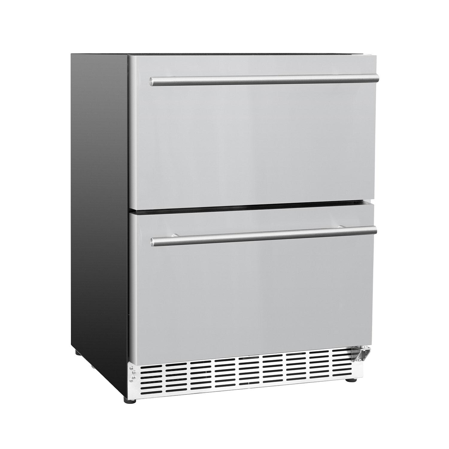 Summerset RFR-24DR2-A 24 Inch Outdoor Rated Double Drawer Refrigerator - Angled - White Background thumbnail